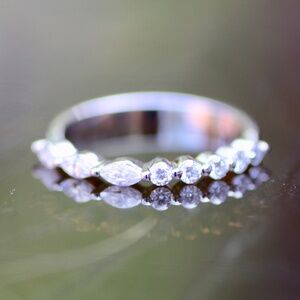 New Handmade Sparkling Moissanite Band in Solid White Gold 14k  , VVS D Colour